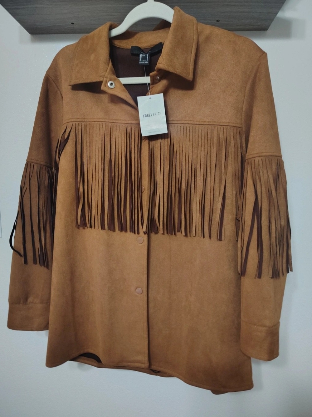 Forever 21 Brown Faux Suede Fringe Jacket